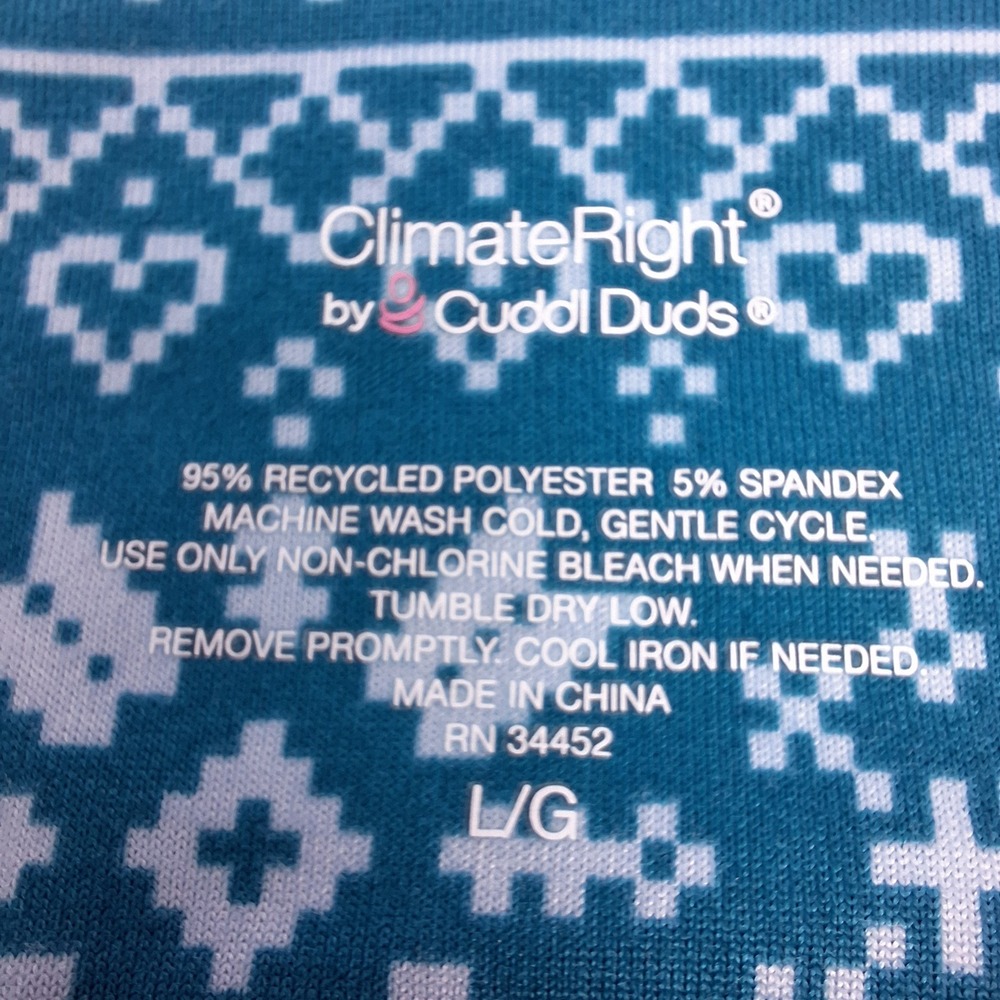 ClimateRight by Cuddl Duds Top Womens Large Blue Long Sleeve Thumbhole Layering - Picture 3 of 7